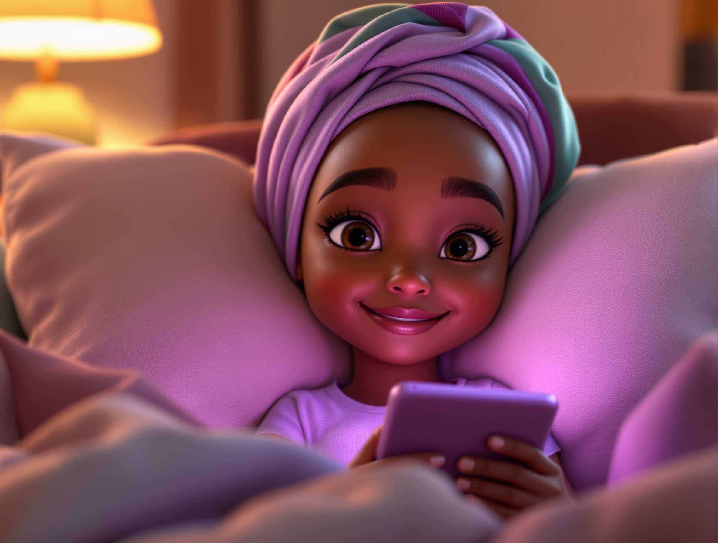 Child finding comfort with Nuru tablet companion